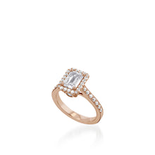 Load image into Gallery viewer, Satin Emerald Cut White Gold  Engagement Ring
