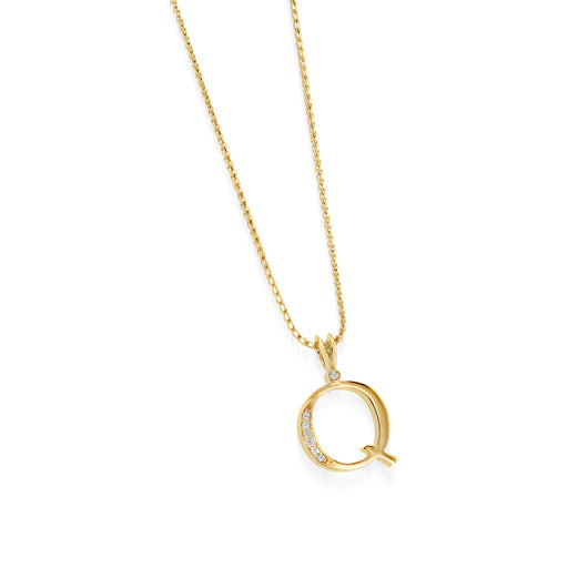 Initial Q Diamond Medallion Pendant