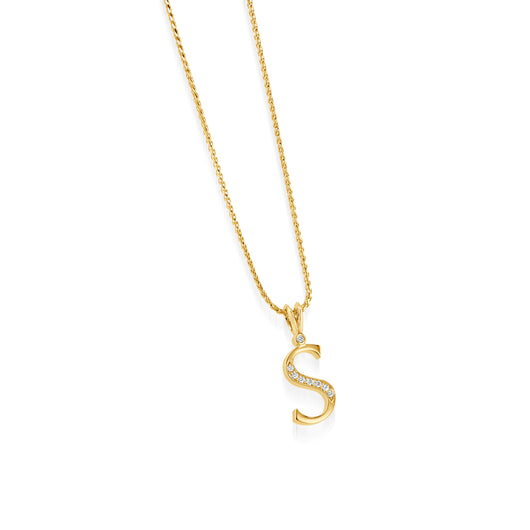 Initial S Diamond Medallion Pendant