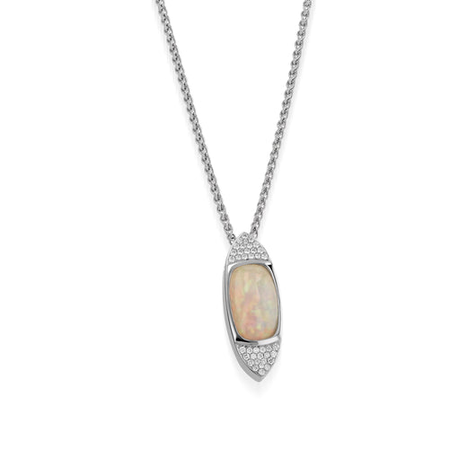 Signature Ethiopian Opal and Pave  Diamond Pendant Necklace