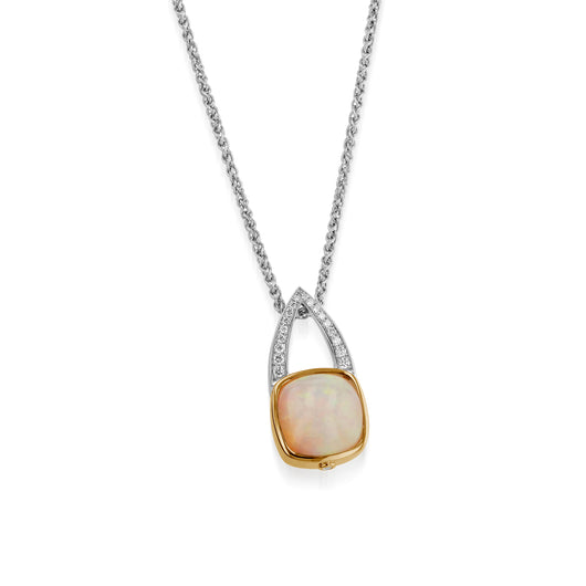 Signature Cushion-cut Opal and Diamond Pendant Necklace