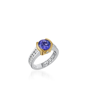 Signature Round Tanzanite and Diamond Ring