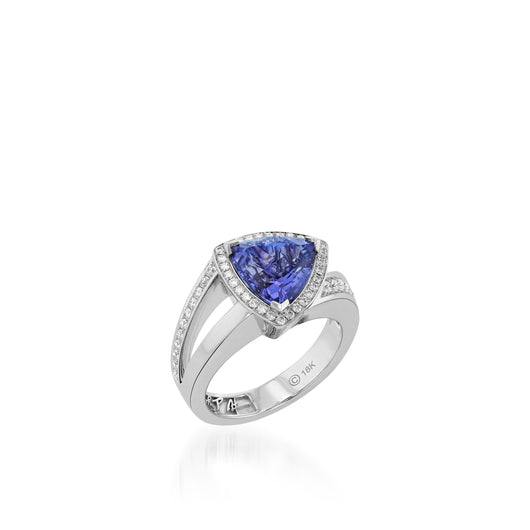 Signature Trillion Tanzanite and Pave Diamond Ring