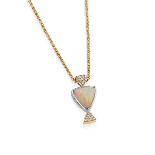 Signature Trillion Opal and Diamond Pendant Necklace