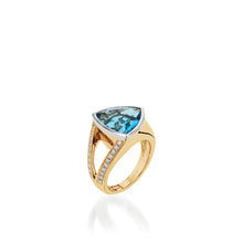 Load image into Gallery viewer, Signature  Blue Topaz and Pave Diamond Ring
