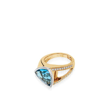Load image into Gallery viewer, Signature  Blue Topaz and Pave Diamond Ring
