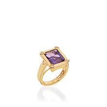 Load image into Gallery viewer, Signature Amethyst and Diamond Yellow Gold Ring
