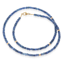 Load image into Gallery viewer, Tempo Sapphire and Gold 3mm Bead Necklace
