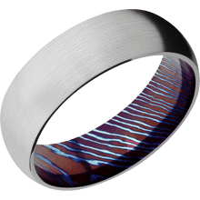 Load image into Gallery viewer, 14K White Gold + Satin Finish + Titanium Damascus
