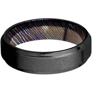 Zirconium + Distressed , Polish Finish + Titanium Damascus