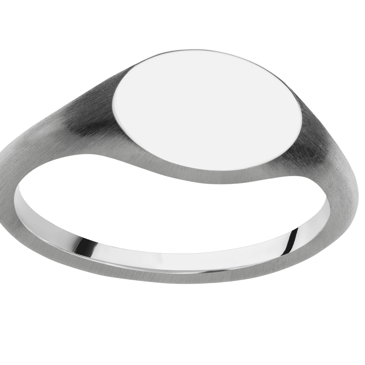 Small Horizontal Oval signet ring (12x9mm) in 14K White Gold, with