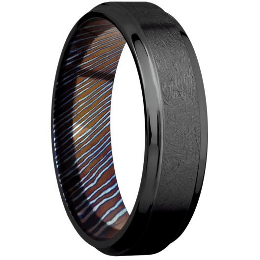 Zirconium + Distressed , Polish Finish + Titanium Damascus