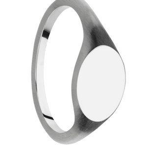 Small Horizontal Oval signet ring (12x9mm) in 14K White Gold, with