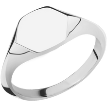 Load image into Gallery viewer, Small Hexagon signet ring (11.5x10) in Platinum, with a Thin style band.
