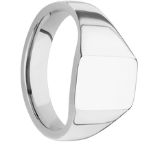 Load image into Gallery viewer, Small Rectangle signet ring (12x9mm) in 14K White Gold, with a Wide style band.

