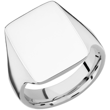 Load image into Gallery viewer, Large Rectangle signet ring (20x14.5mm) in 14K White Gold, with a Thin style band.
