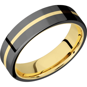 Zirconium + Polish Finish + 14K Yellow Gold