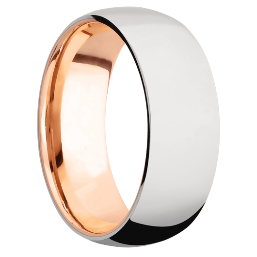 14K White Gold + Polish Finish + 14K Rose Gold