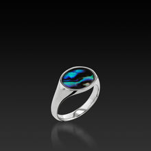 Load image into Gallery viewer, Palladium Silver Signet ring with Abalone

