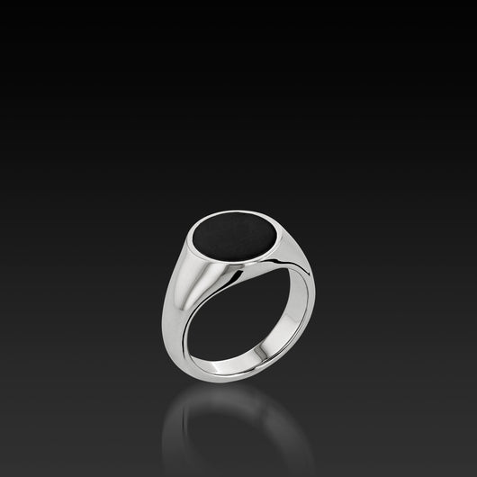 Colbat Chrome Signet Ring with Tantalum Noir