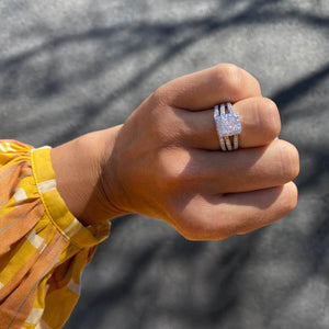 Chiffon Princess Cut White Gold Engagement Ring