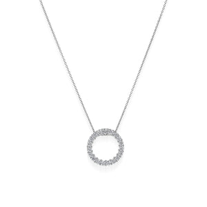 Natural Diamond Circle Pendant Necklace .75-1.50 Carat Weight