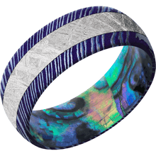 Load image into Gallery viewer, Titanium Damascus + Satinetched Finish + Abalone
