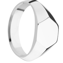 Load image into Gallery viewer, Small Hexagon signet ring (11.5x10) in Platinum, with a Wide style band.
