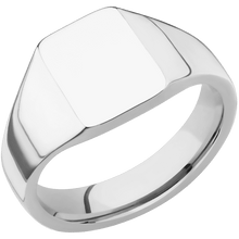 Load image into Gallery viewer, Small Rectangle signet ring (12x9mm) in 14K White Gold, with a Wide style band.

