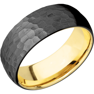 Zirconium + Hammer Finish + 14K Yellow Gold