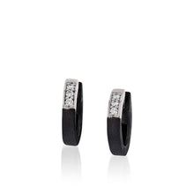 Load image into Gallery viewer, Duplex Petite Pave Hoop Earrings
