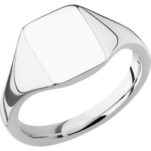 Load image into Gallery viewer, Small Rectangle signet ring (12x9mm) in 14K White Gold, with a Thin style band.
