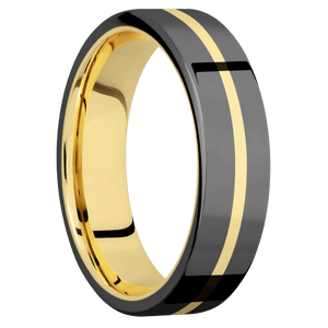 Zirconium + Polish Finish + 14K Yellow Gold