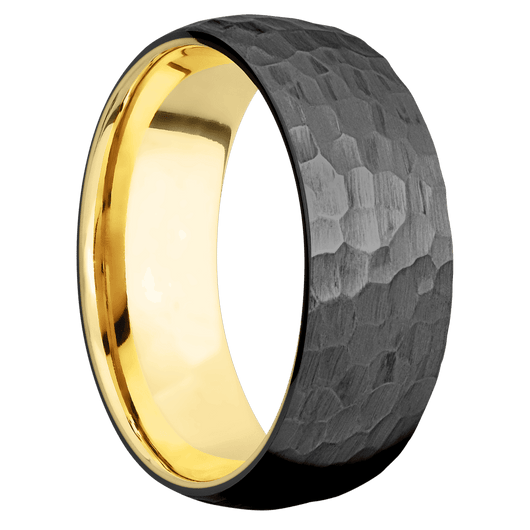 Zirconium + Hammer Finish + 14K Yellow Gold