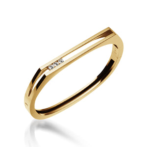 Women's 14 karat Yellow Gold Lines Diamond Hinged Bracelet