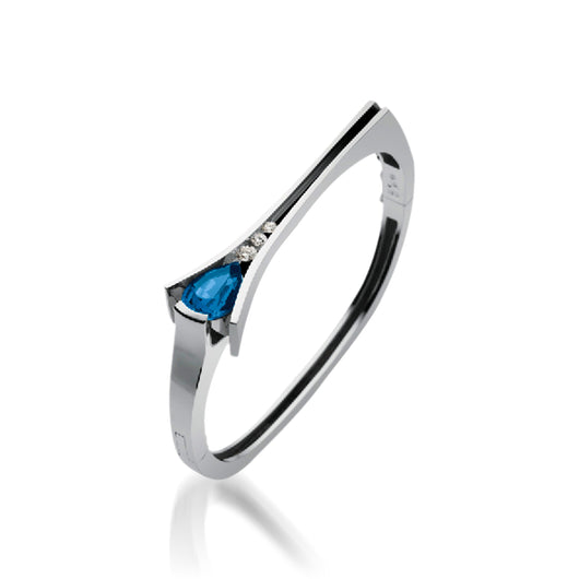Women's 14 karat White Gold Venture Pear-shaped London Blue Topaz Bracelet with Diamonds