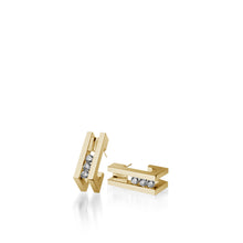 Load image into Gallery viewer, Women&#39;s 14 karat Yellow Gold Lines Diamond Huggie Earrings
