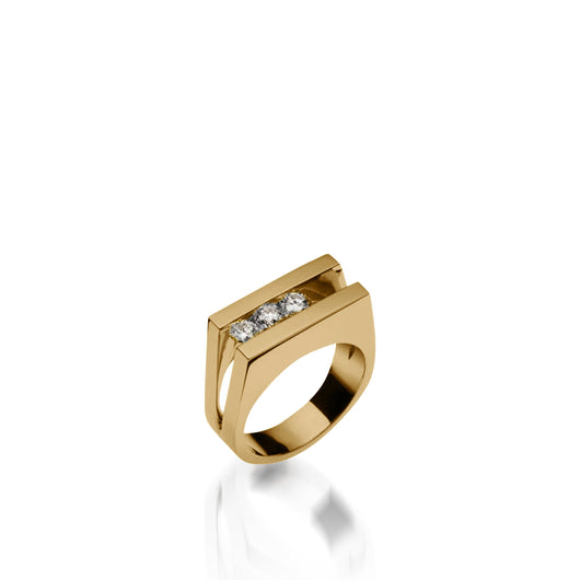 Women's 14 karat Yellow Gold Lines Diamond Ring