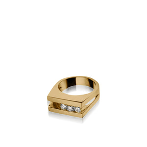 Women's 14 karat Yellow Gold Lines Diamond Ring