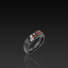 Load image into Gallery viewer, Men&#39;s Groove Square Diamond Band with coral inlay
