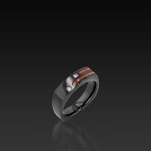 Men's Groove Square Diamond Band with coral inlay