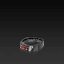 Load image into Gallery viewer, Men&#39;s Groove Square Diamond Band with coral inlay
