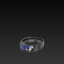 Load image into Gallery viewer, Men&#39;s Groove Square Diamond Band with lapis inlay
