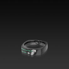Load image into Gallery viewer, Men&#39;s Groove Square Diamond Band malachite inlay
