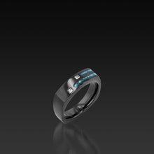 Load image into Gallery viewer, Men&#39;s Groove Square Diamond Band with turquoise inlay

