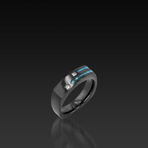 Men's Groove Square Diamond Band with turquoise inlay