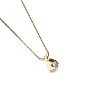 Women's 14-karat Yellow Gold Oyster Small Solitaire Diamond Pendant Necklace