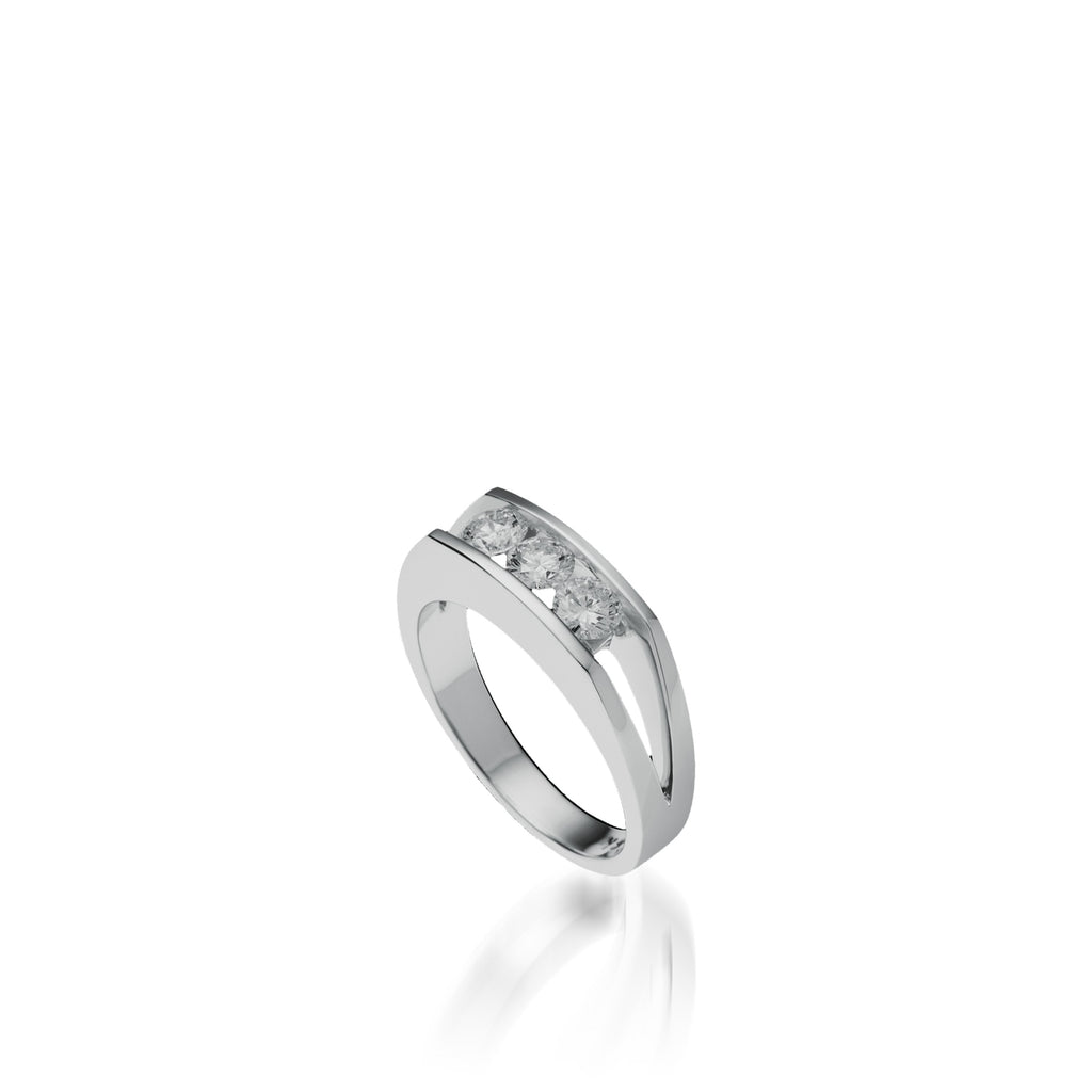 Lines 3-Stone Anniversary Ring – John Atencio - Main Image