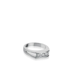 Women's 18 karat White Gold Lines 3-Stone Anniversary Ring