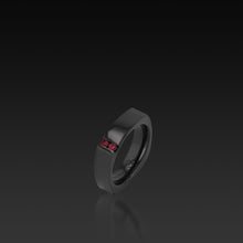 Load image into Gallery viewer, Men&#39;s Square Black Zirconium Ruby Band

